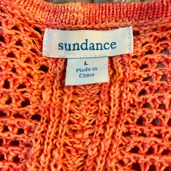 🏷️Sundance Leiela Pointelle Cardigan Sweater Coral Pink Cotton Modal Large 🏷️ - Picture 7 of 9